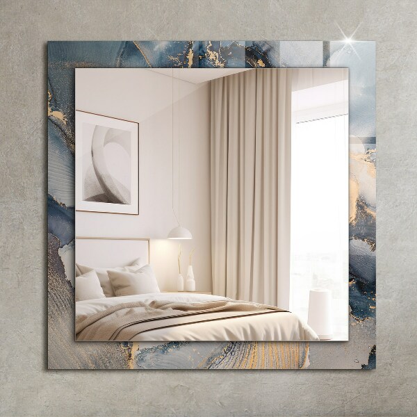 Lustro z drukowaną ramką prostokątne Niebieska sztuka abstrakcyjna