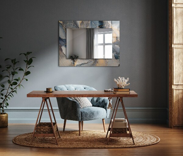 Lustro z drukowaną ramką prostokątne Niebieska sztuka abstrakcyjna