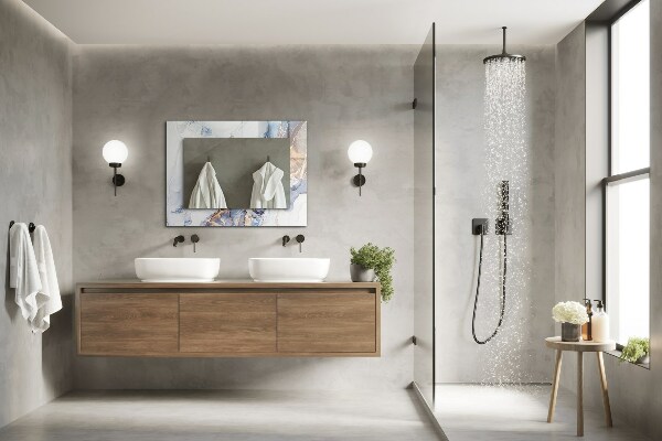 Lustro z nadrukiem prostokątne Sztuka abstrakcyjna z marmuru