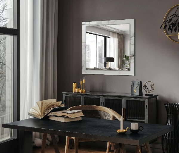 Lustro z nadrukiem dekoracyjne prostokątne Wzory z białego marmuru