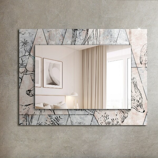 Lustro ramka z nadrukiem prostokątne Rośliny z porożem