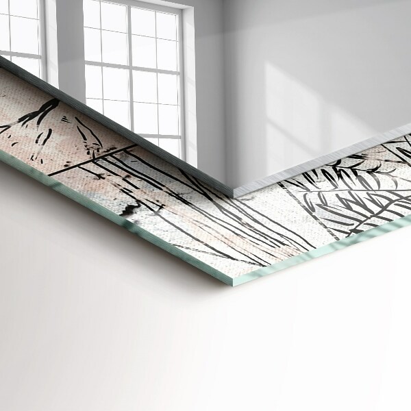 Lustro ramka z nadrukiem prostokątne Rośliny z porożem