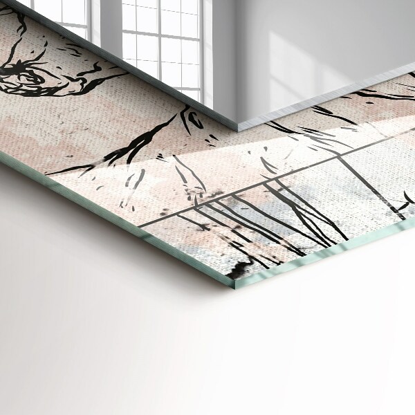 Lustro ramka z nadrukiem prostokątne Rośliny z porożem