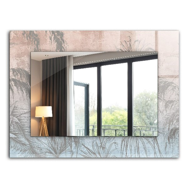 Lustro z drukowaną ramką prostokątne Rośliny w pastelowych kolorach