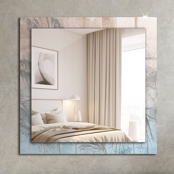 Lustro z drukowaną ramką prostokątne Rośliny w pastelowych kolorach