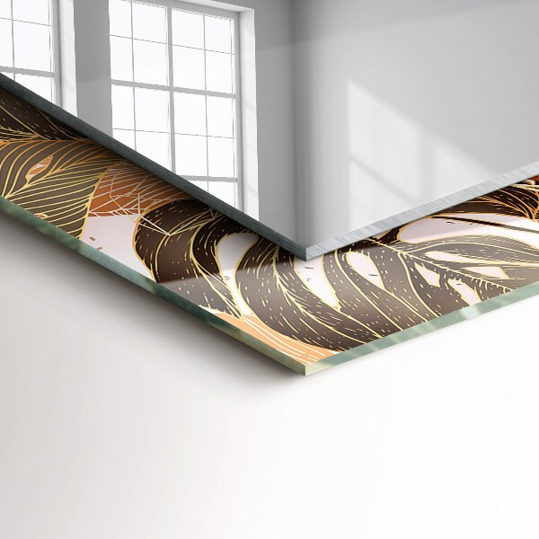 Lustro dekoracyjne prostokątne Liście z motywami tropikalnymi