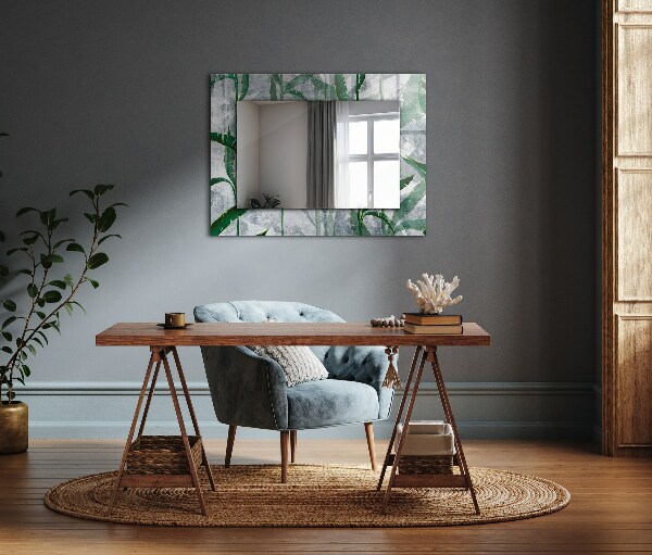 Lustro z nadrukiem dekoracyjne prostokątne Rośliny z zielonymi liśćmi
