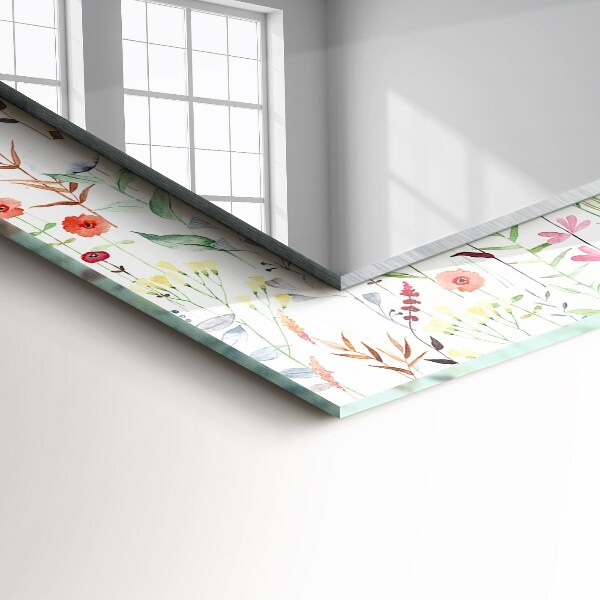 Lustro z drukowaną ramką prostokątne Kwiaty z motywami akwareli