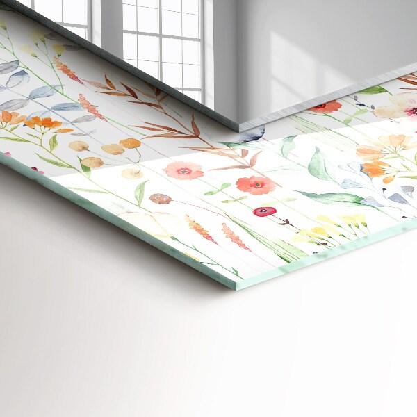 Lustro z drukowaną ramką prostokątne Kwiaty z motywami akwareli