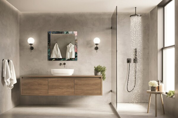 Lustro z nadrukiem prostokątne Papugi z tygrysem w dżungli