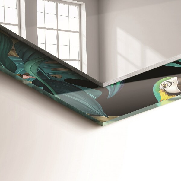 Lustro z nadrukiem prostokątne Papugi z tygrysem w dżungli