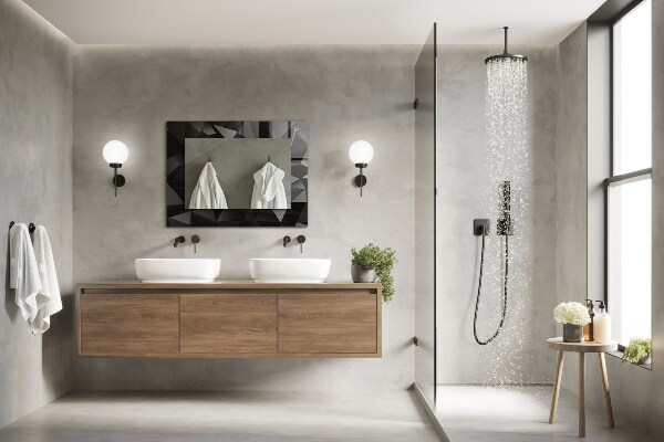 Lustro z nadrukiem dekoracyjne prostokątne Czarne geometryczne kształty