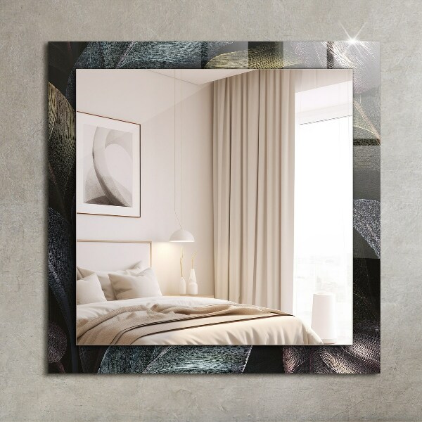 Lustro ścienne dekoracyjne prostokątne Kolorowe liście roślin