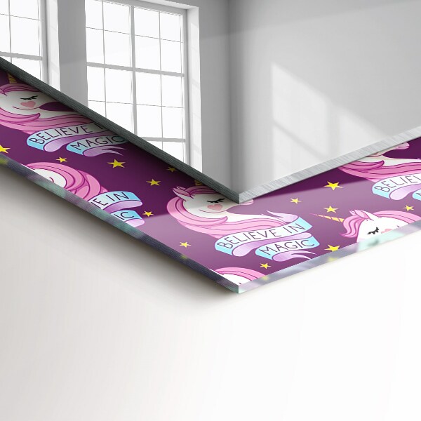 Lustro dekoracyjne prostokątne Litery w kształcie jednorożca z gwiazdami