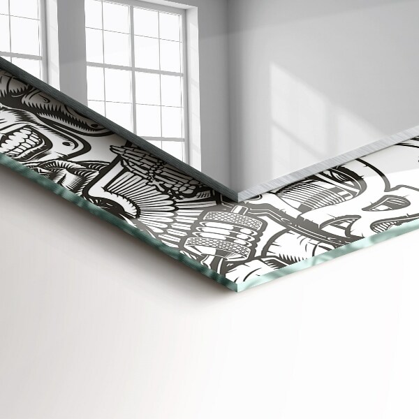 Lustro z nadrukiem dekoracyjne prostokątne Czarno-białe wzory