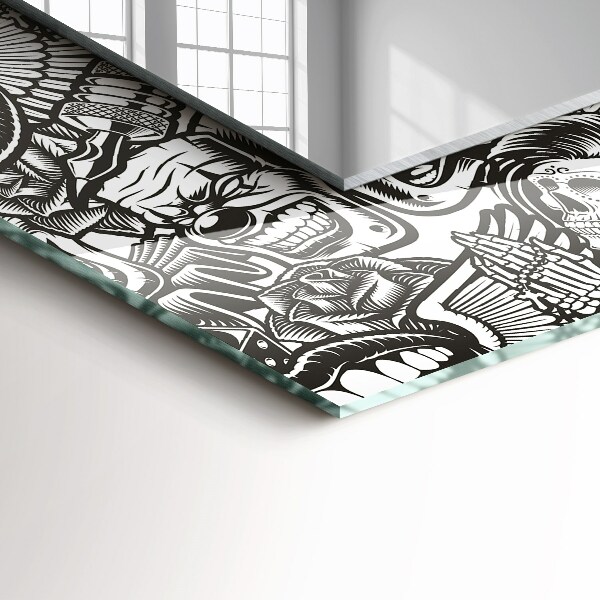 Lustro z nadrukiem dekoracyjne prostokątne Czarno-białe wzory