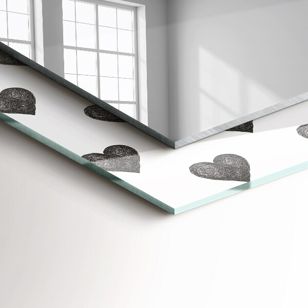 Lustro z nadrukiem prostokątne Czarny wzór serca