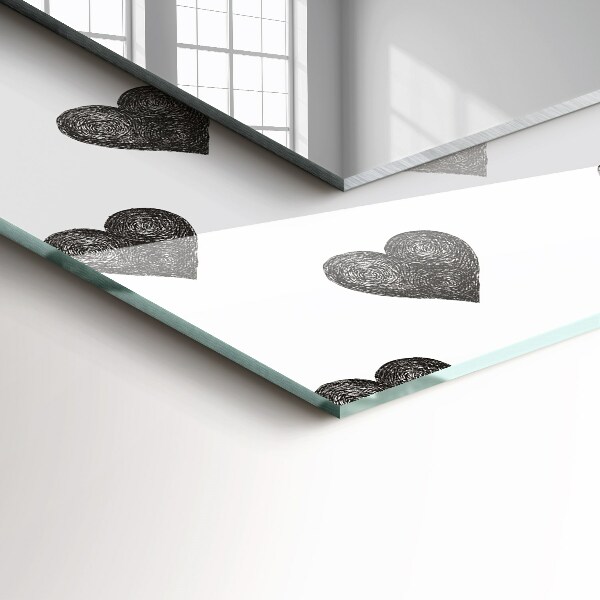 Lustro z nadrukiem prostokątne Czarny wzór serca