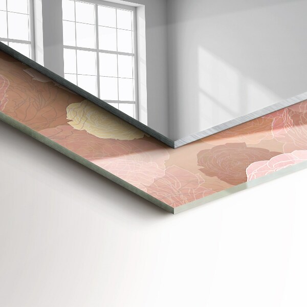 Lustro ramka z nadrukiem prostokątne Kwiaty piwonii