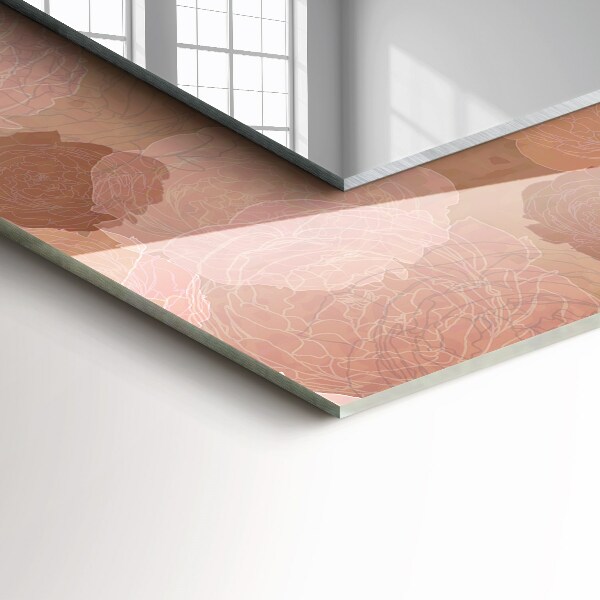 Lustro ramka z nadrukiem prostokątne Kwiaty piwonii