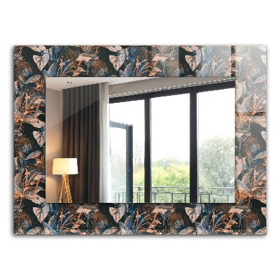 Lustro z nadrukiem dekoracyjne prostokątne Kwiaty i liście