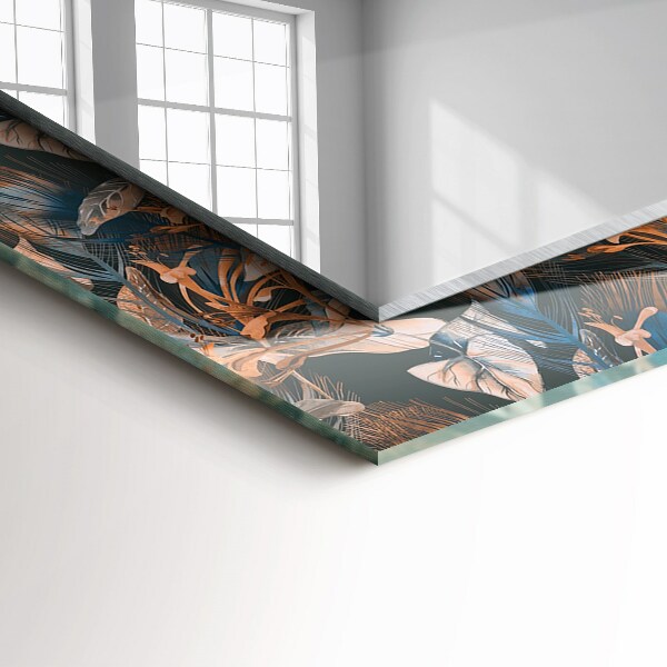 Lustro z nadrukiem dekoracyjne prostokątne Kwiaty i liście