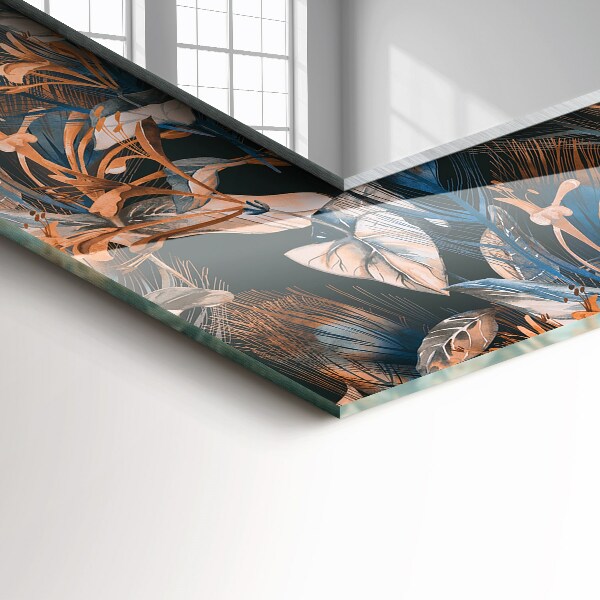 Lustro z nadrukiem dekoracyjne prostokątne Kwiaty i liście