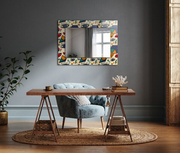 Lustro dekoracyjne prostokątne Kształty oczu i ust