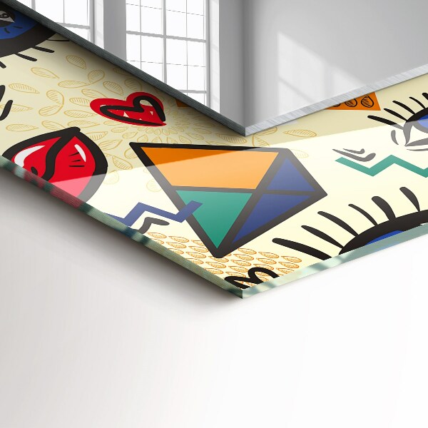 Lustro dekoracyjne prostokątne Kształty oczu i ust