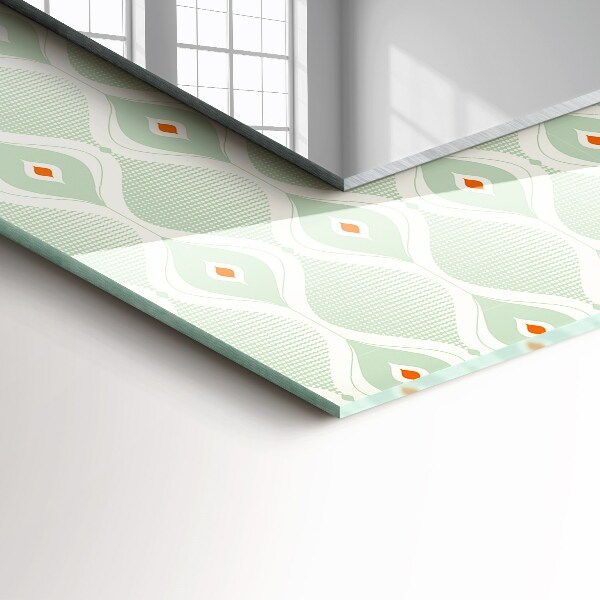 Lustro z nadrukiem prostokątne Zielony wzór geometryczny