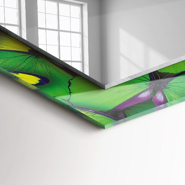 Lustro ścienne dekoracyjne prostokątne Niebieskie i zielone motyle