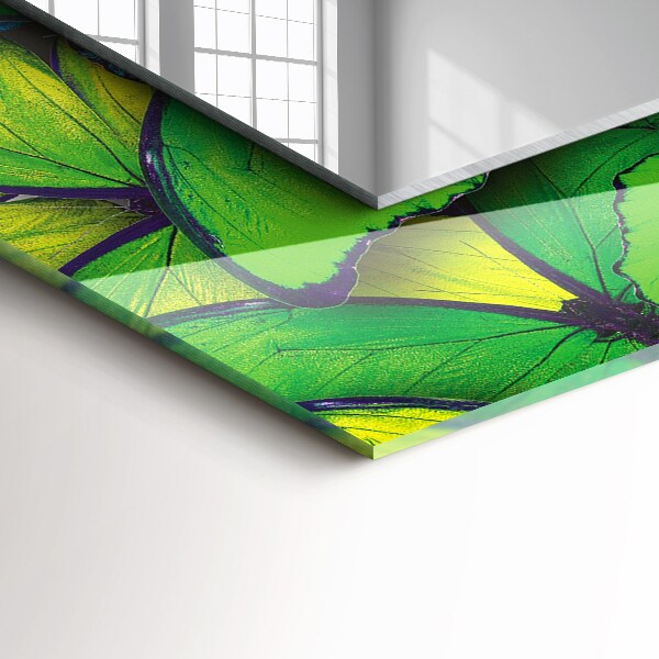 Lustro ścienne dekoracyjne prostokątne Niebieskie i zielone motyle