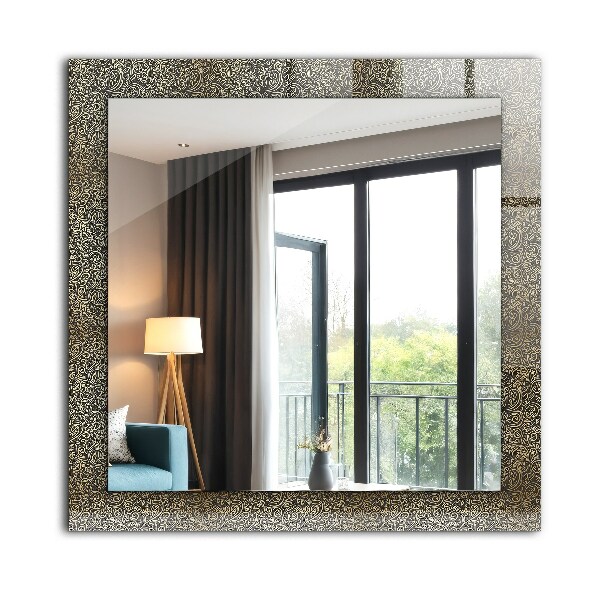 Lustro z drukowaną ramką prostokątne Złoty motyw ozdobny