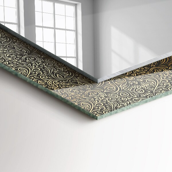 Lustro z drukowaną ramką prostokątne Złoty motyw ozdobny