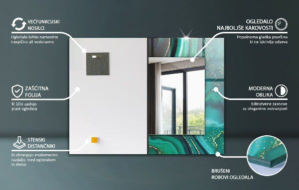 Lustro z nadrukiem prostokątne Kolorowy wzór kwiatowy