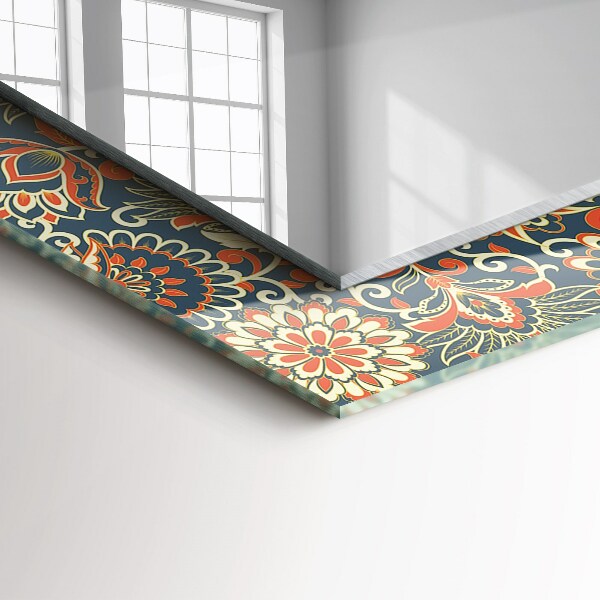 Lustro ścienne dekoracyjne prostokątne Kwiatowy wzór na tle