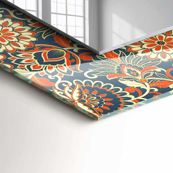 Lustro ścienne dekoracyjne prostokątne Kwiatowy wzór na tle