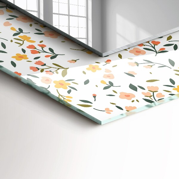 Lustro ramka z nadrukiem prostokątne Kwiatowy wzór na tkaninie