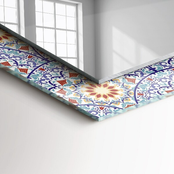 Lustro z drukowaną ramką prostokątne Mandala