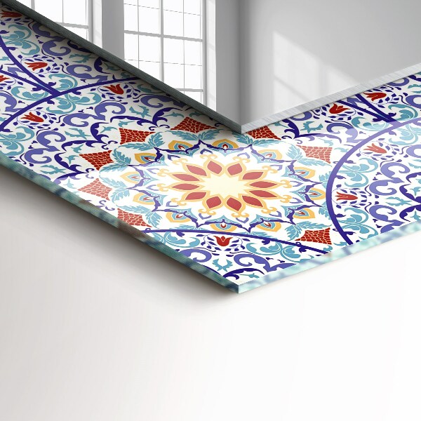 Lustro z drukowaną ramką prostokątne Mandala