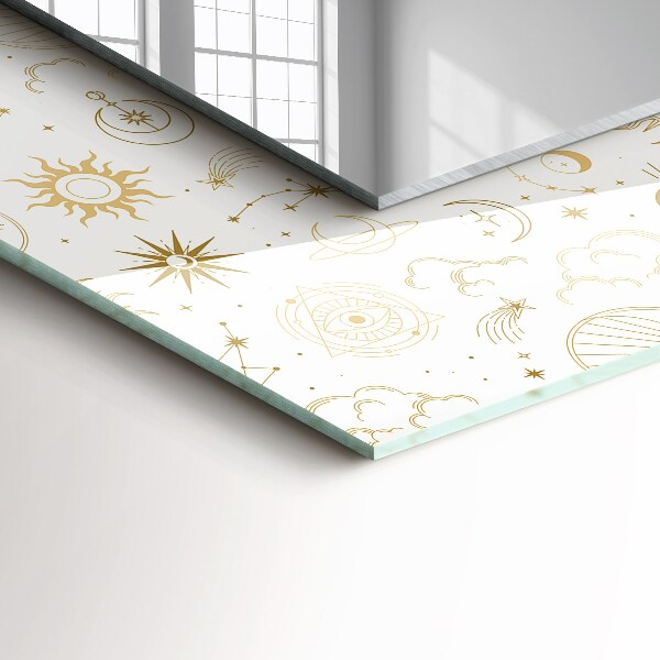 Lustro z nadrukiem dekoracyjne prostokątne Słońce Księżyc Gwiazdy