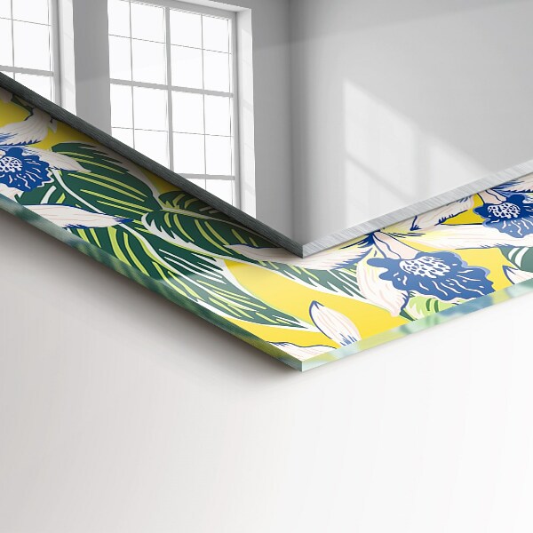 Lustro ramka z nadrukiem prostokątne Kwiaty i liście