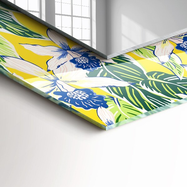 Lustro ramka z nadrukiem prostokątne Kwiaty i liście