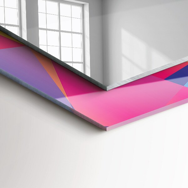 Lustro z drukowaną ramką prostokątne Kolorowe motywy geometryczne