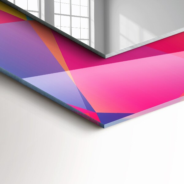 Lustro z drukowaną ramką prostokątne Kolorowe motywy geometryczne