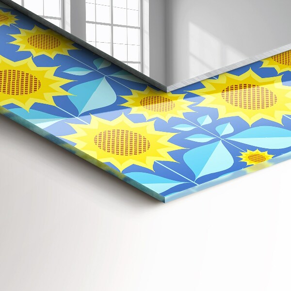 Lustro z nadrukiem prostokątne Motywy liści słonecznika