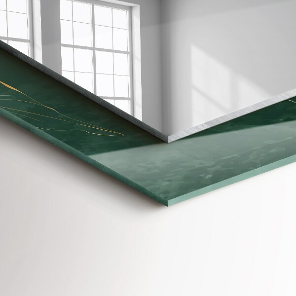 Lustro z nadrukiem dekoracyjne prostokątne Zielone i złote liście