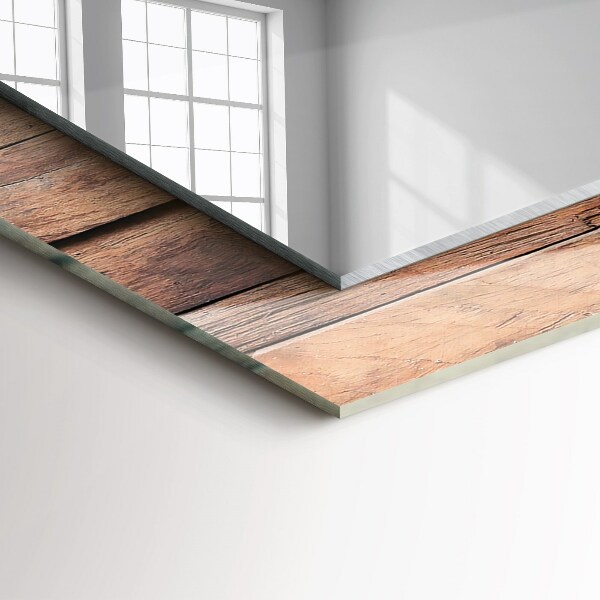 Lustro z drukowaną ramką prostokątne Ściana wyłożona drewnianymi panelami