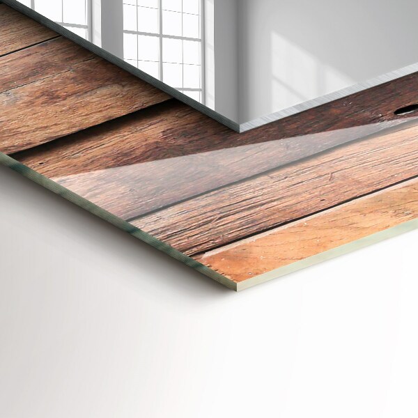 Lustro z drukowaną ramką prostokątne Ściana wyłożona drewnianymi panelami