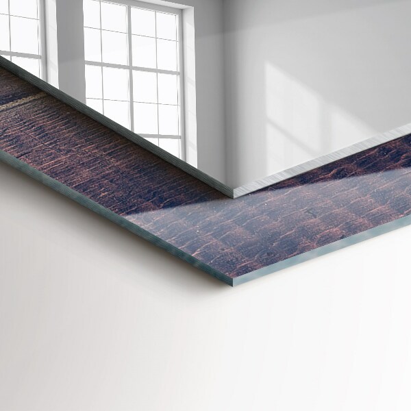 Lustro z nadrukiem prostokątne Drewno z różowymi tulipanami